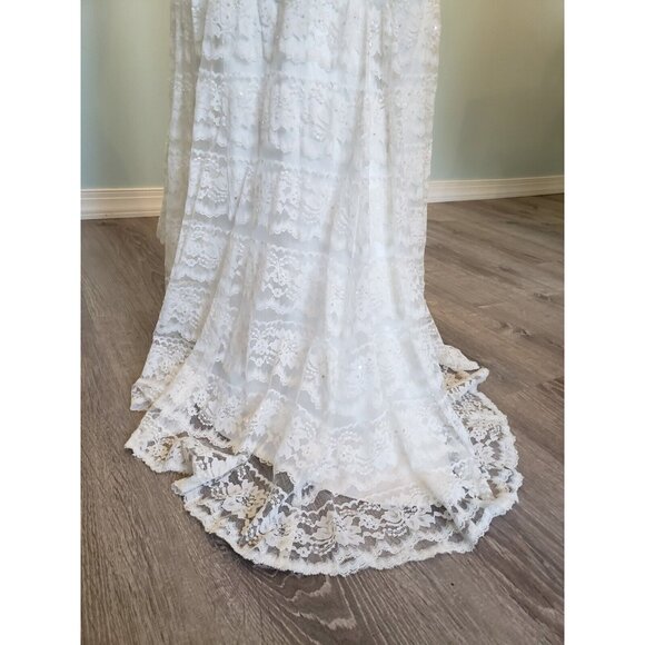 Galina Davids Bridal Womens 6 Wedding Dress Lacy Train Classic Strapless Elegant - Picture 5 of 6